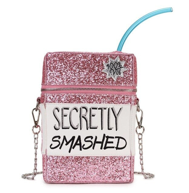 Pink Sequined Crossbody Bag