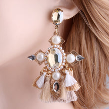 Load image into Gallery viewer, Cross Tassel Earrings