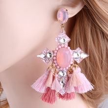 Load image into Gallery viewer, Cross Tassel Earrings