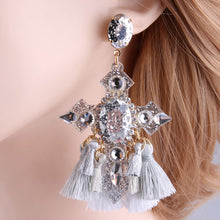 Load image into Gallery viewer, Cross Tassel Earrings