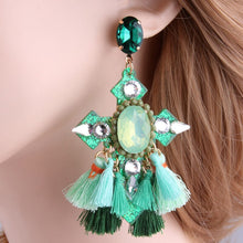 Load image into Gallery viewer, Cross Tassel Earrings