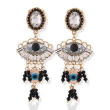 Load image into Gallery viewer, Eye Drop Tassel Earrings