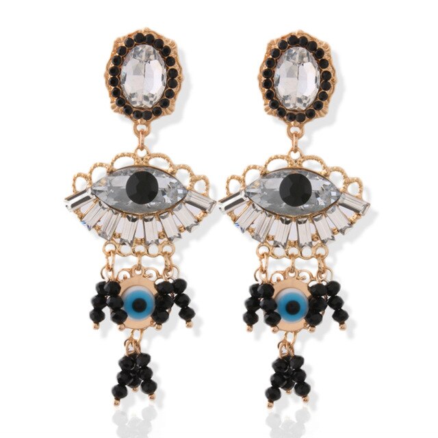 Eye Drop Tassel Earrings