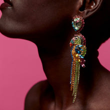 Load image into Gallery viewer, Crystal Bird Drop Earrings