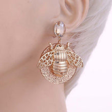 Load image into Gallery viewer, Round Bee Drop Earrings