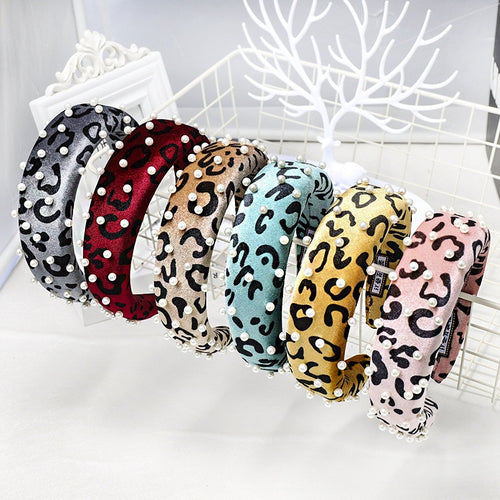 Leopard Print Pearl Headband