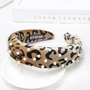 Leopard Print Pearl Headband