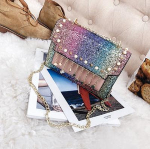 Sequin Gradient Tassel Crossbody Bag