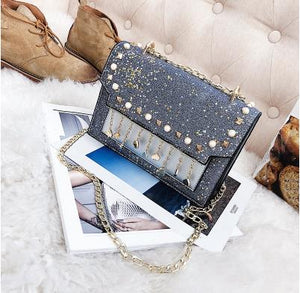 Sequin Gradient Tassel Crossbody Bag