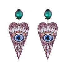 Load image into Gallery viewer, Evil Eye Heart Earrings