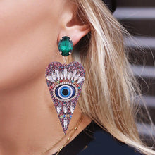 Load image into Gallery viewer, Evil Eye Heart Earrings