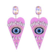 Load image into Gallery viewer, Evil Eye Heart Earrings