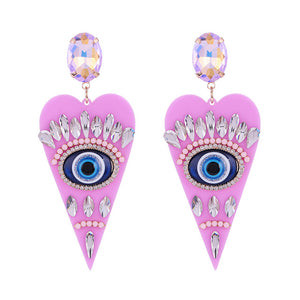 Evil Eye Heart Earrings