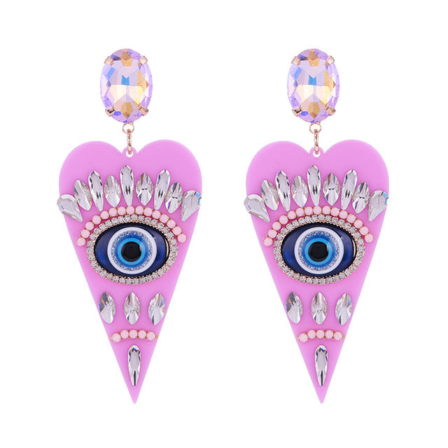 Evil Eye Heart Earrings