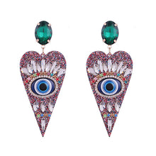 Load image into Gallery viewer, Evil Eye Heart Earrings