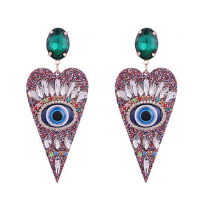 Evil Eye Heart Earrings