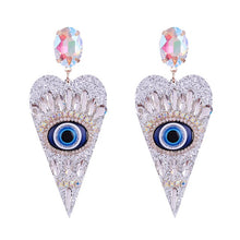 Load image into Gallery viewer, Evil Eye Heart Earrings