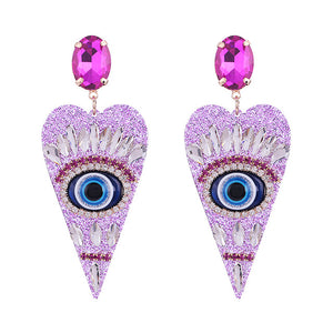 Evil Eye Heart Earrings