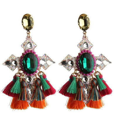 Cross Tassel Earrings