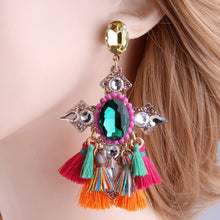 Load image into Gallery viewer, Cross Tassel Earrings