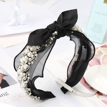 Load image into Gallery viewer, Vintage Black Lace Beaded Knot Headband