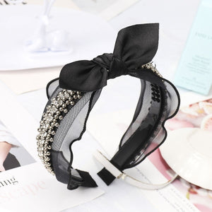 Vintage Black Lace Beaded Knot Headband