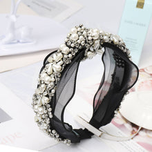 Load image into Gallery viewer, Vintage Black Lace Beaded Knot Headband