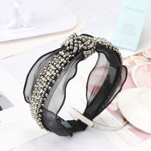 Load image into Gallery viewer, Vintage Black Lace Beaded Knot Headband